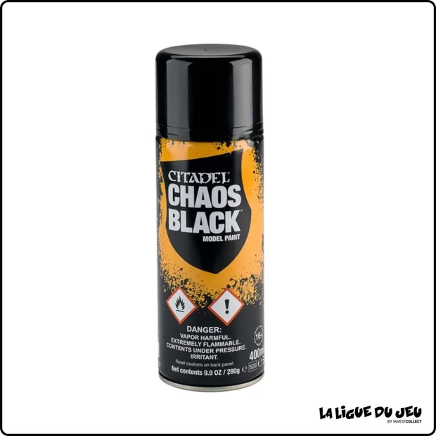 Citadel Colour - Peinture Sous-Couche - Chaos Black - 400mL - 1 Bombe de Peinture