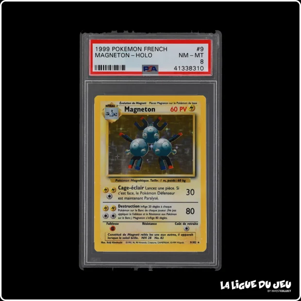 Holo - Pokemon - Set de Base - Magneton - 9/102 - Unlimited - PSA 8 - Français