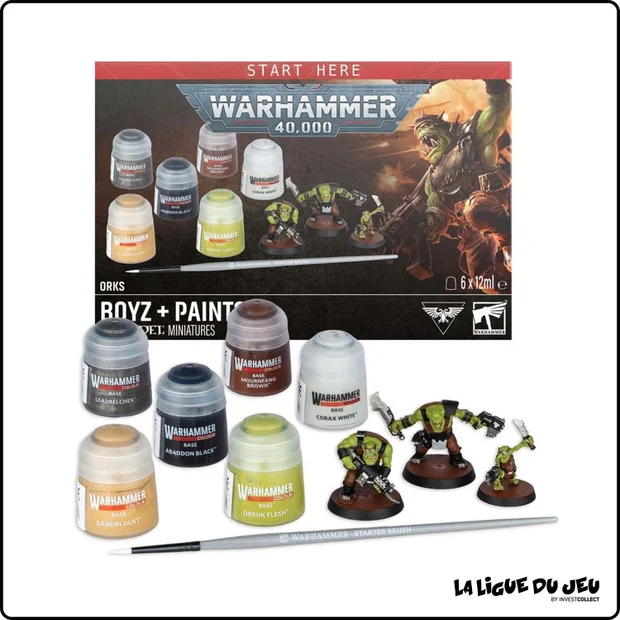Warhammer 40,000 - Orks - Boyz + Set de Peinture - 3 Figurines - 6 Peintures