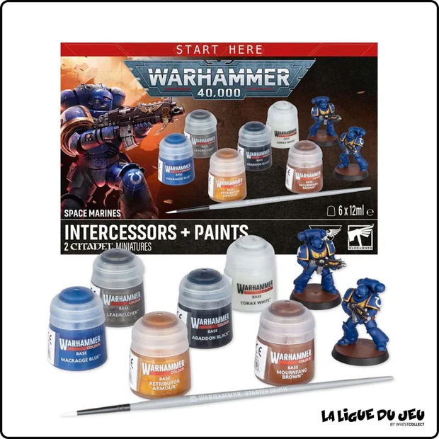 Warhammer 40,000 - Space Marines - Intercessors + Set de Peinture - 2 Figurines - 6 Peintures