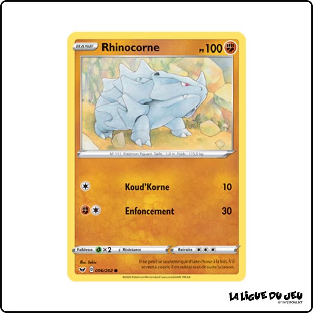 Commune - Pokemon - Épée et Bouclier de Base - Rhinocorne 96/202
