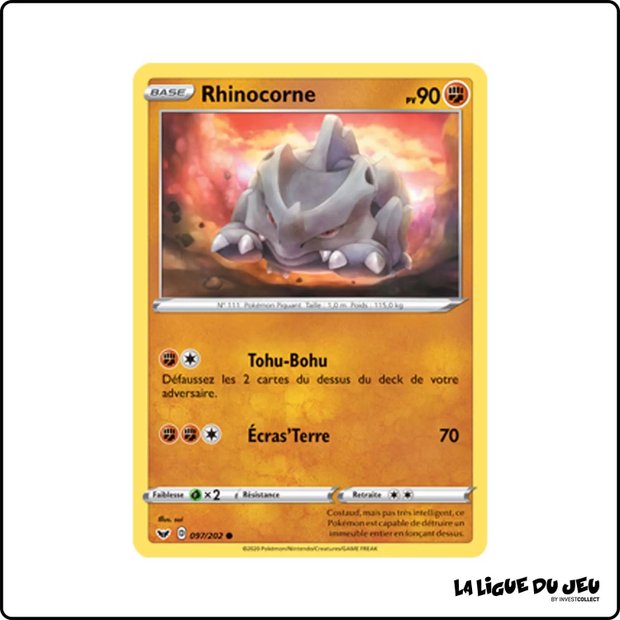 Commune - Pokemon - Épée et Bouclier de Base - Rhinocorne 97/202