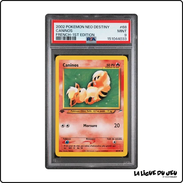Commune - Pokemon - Neo Destiny - Caninos - 68/105 - 1er édition - PSA 9 - Français
