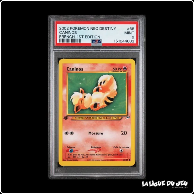 Commune - Pokemon - Neo Destiny - Caninos - 68/105 - 1er édition - PSA 9 - Français