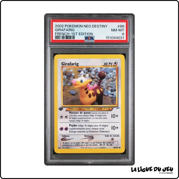 Commune - Pokemon - Neo Destiny - Girafarig - 66/105 - 1er édition - PSA 8 - Français