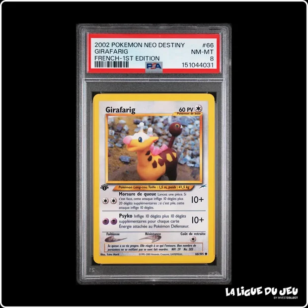 Commune - Pokemon - Neo Destiny - Girafarig - 66/105 - 1er édition - PSA 8 - Français