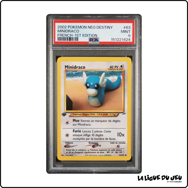 Commune - Pokemon - Neo Destiny - Minidraco - 63/105 - 1er édition - PSA 9 - Français