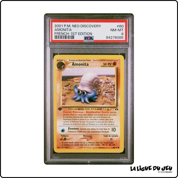 Commune - Pokemon - Neo Discovery - Amonita - 60/75 - 1er édition - PSA 8 - Français