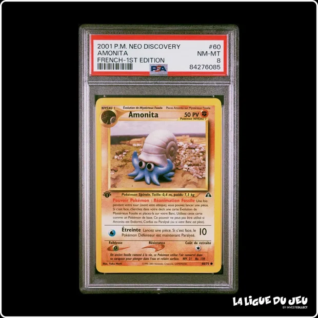 Commune - Pokemon - Neo Discovery - Amonita - 60/75 - 1er édition - PSA 8 - Français