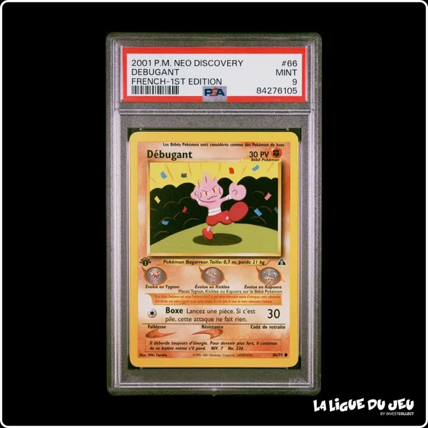 Commune - Pokemon - Neo Discovery - Débugant - 66/75 - 1er édition - PSA 9 - Français
