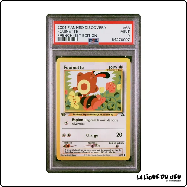 Commune - Pokemon - Neo Discovery - Fouinette - 63/75 - 1er édition - PSA 9 - Français