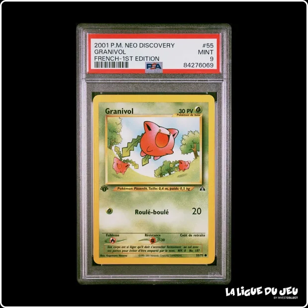 Commune - Pokemon - Neo Discovery - Granivol - 55/75 - 1er édition - PSA 9 - Français
