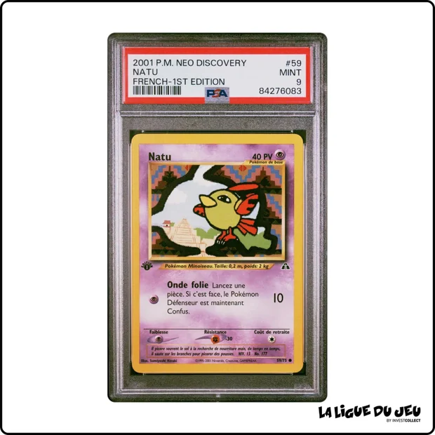 Commune - Pokemon - Neo Discovery - Natu - 59/75 - 1er édition - PSA 9 - Français