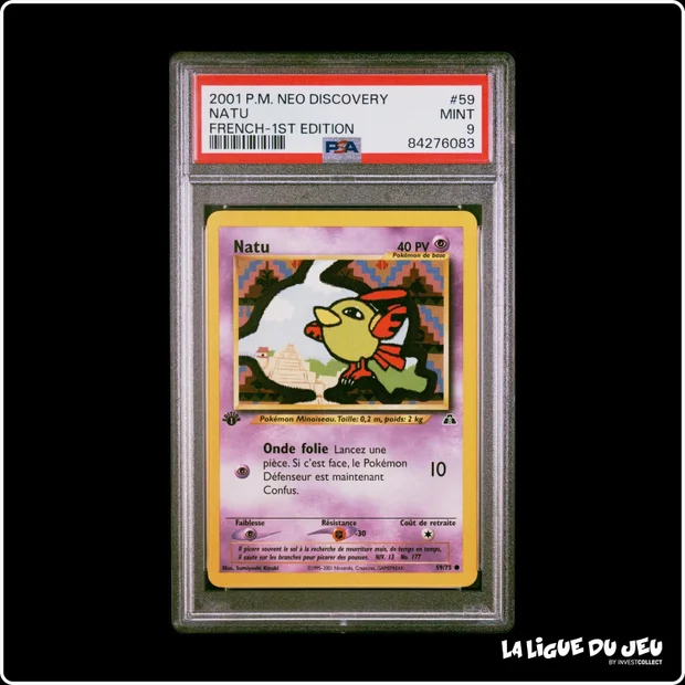 Commune - Pokemon - Neo Discovery - Natu - 59/75 - 1er édition - PSA 9 - Français