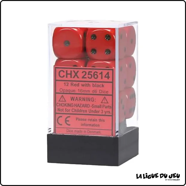 Dés - Chessex - Set de 12 Dés à 6 faces - 16 mm - Stealth -Rouge/Noir