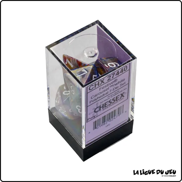 Dés - Chessex - Set de 7 dés - Festive - Carousel/Blanc