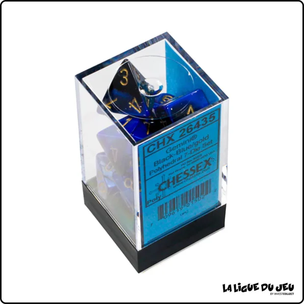 Dés - Chessex - Set de 7 dés - Gemini - Noir-Bleu/Or