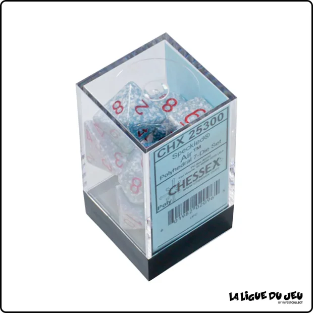 Dés - Chessex - Set de 7 dés - Granite - Air Gris/Rouge