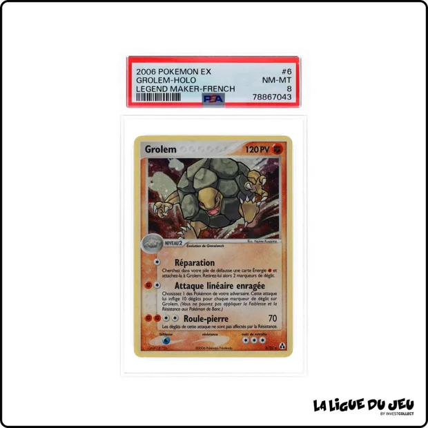 Holo - Pokemon - Créateurs de Légendes - Grolem - 6/92 - PSA 8 - Français