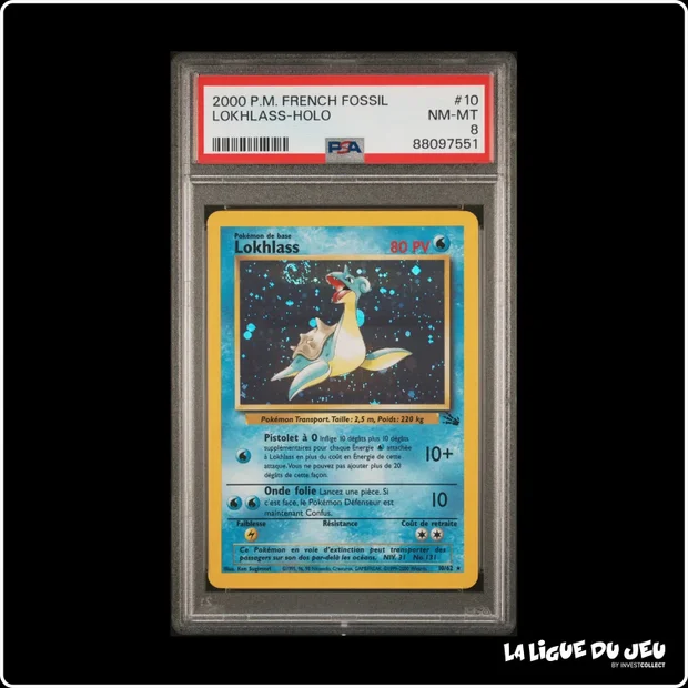 Holo - Pokemon - Fossile - Lokhlass - 10/62 - Unlimited - PSA 8 - Français