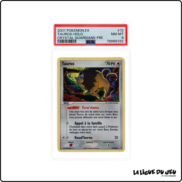 Holo - Pokemon - Gardiens de Cristal - Tauros - 12/100 - PSA 8 - Français