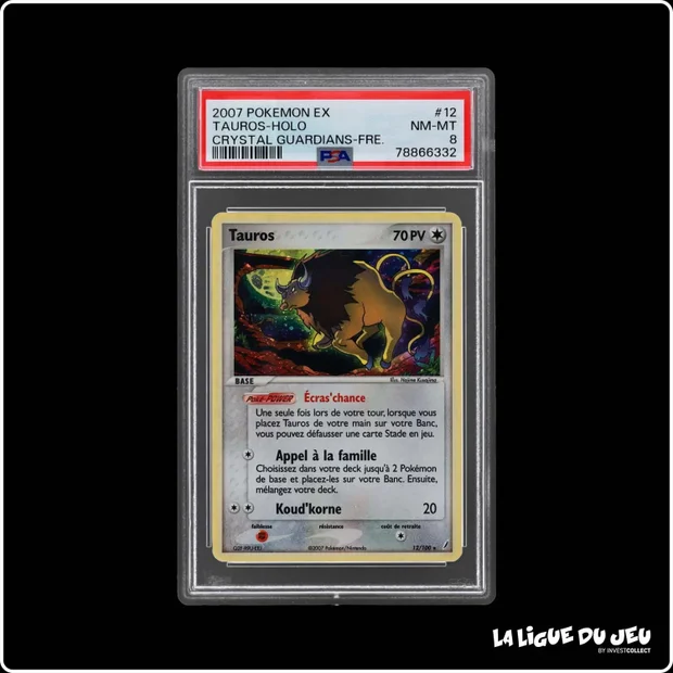 Holo - Pokemon - Gardiens de Cristal - Tauros - 12/100 - PSA 8 - Français