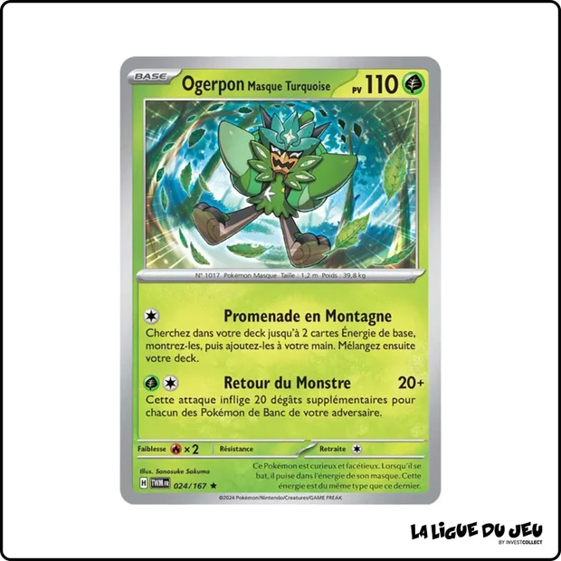 Holo - Pokemon - Mascarade Crépusculaire - Ogerpon Masque Turquoise 24/167