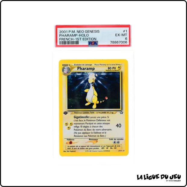Holo - Pokemon - Neo Genesis - Pharamp 1/111 - 1er édition - PSA 6 - Français