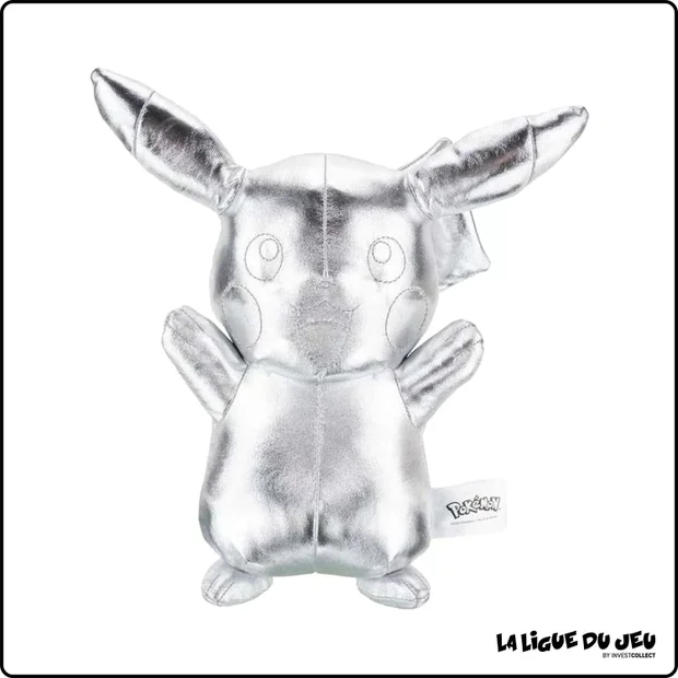Peluche Pokemon - 25 Ans - Pikachu (30 cm) - Version Argent