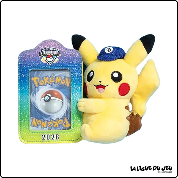 Peluche Pokemon - Pokemon Center - European International Championships 2026 Londres - Card-Holder Plush - Pikachu - Scellé