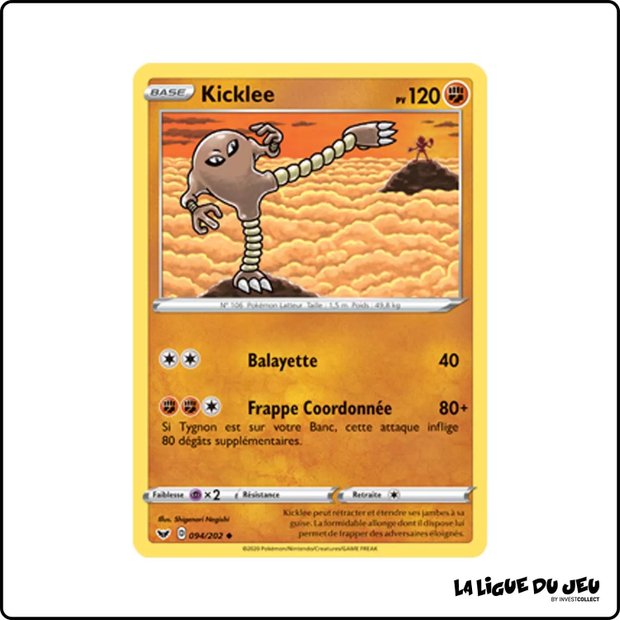 Peu commune - Pokemon - Épée et Bouclier de Base - Kicklee 94/202