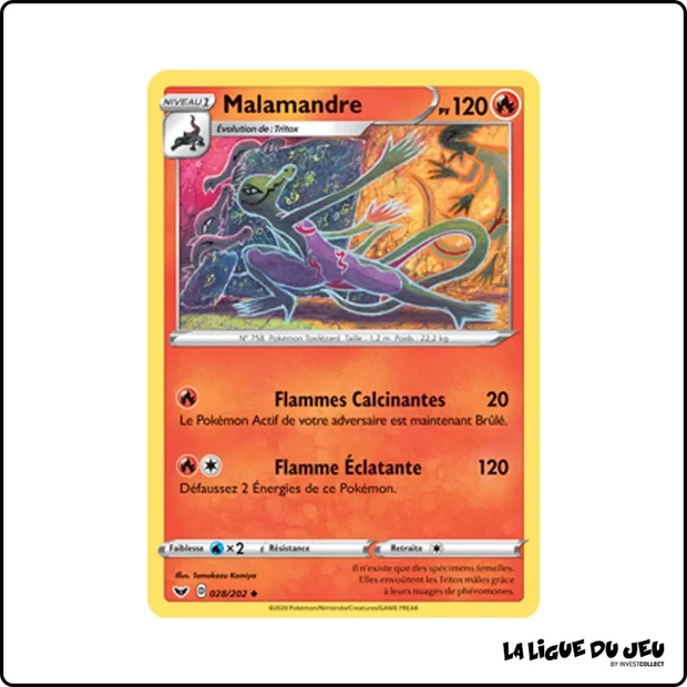 Peu commune - Pokemon - Épée et Bouclier de Base - Malamandre 28/202