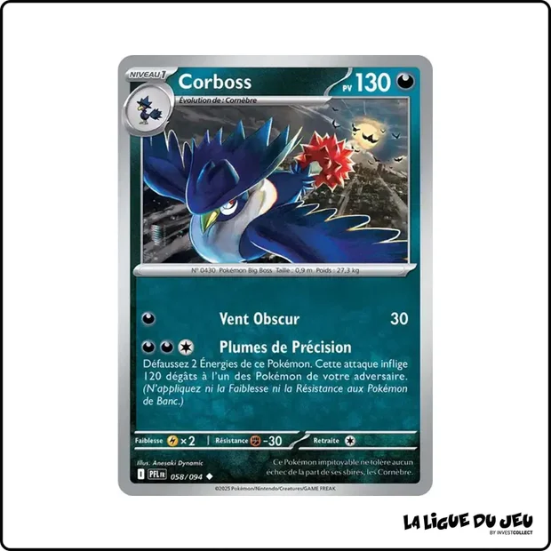 Peu commune - Pokemon - Flammes Fantasmagoriques - Corboss 58/94
