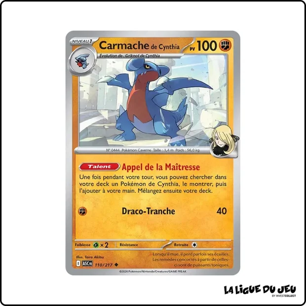 Peu commune - Pokemon - Héros Transcendants - Carmache de Cynthia 110/217