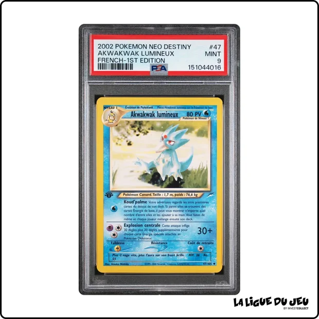 Peu Commune - Pokemon - Neo Destiny - Akwakwak lumineux - 47/105 - 1er édition - PSA 9 - Français
