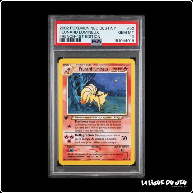 Peu Commune - Pokemon - Neo Destiny - Feunard lumineux - 50/105 - 1er édition - PSA 10 - Français