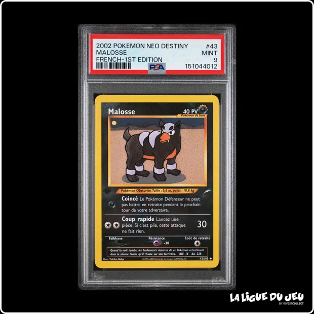Peu Commune - Pokemon - Neo Destiny - Malosse - 43/105 - 1er édition - PSA 9 - Français
