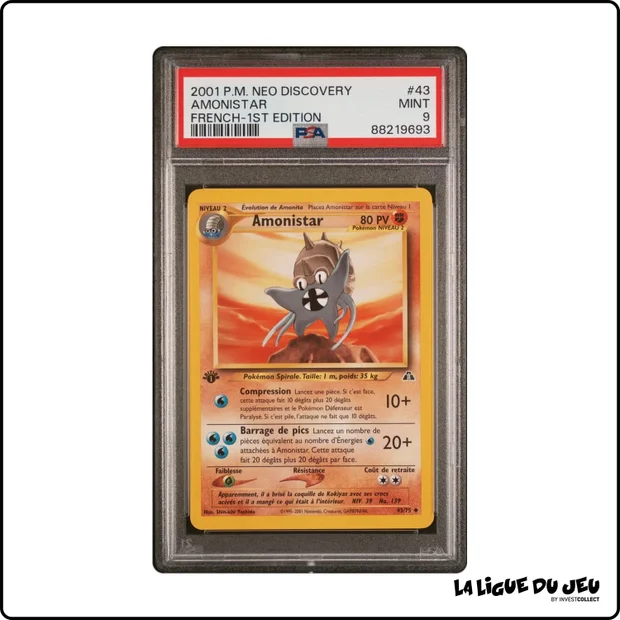 Peu Commune - Pokemon - Neo Discovery - Amonistar - 43/75 - 1er édition - PSA 9 - Français