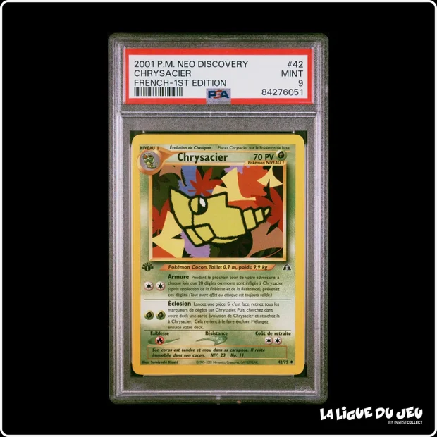 Peu Commune - Pokemon - Neo Discovery - Chrysacier - 42/75 - 1er édition - PSA 9 - Français