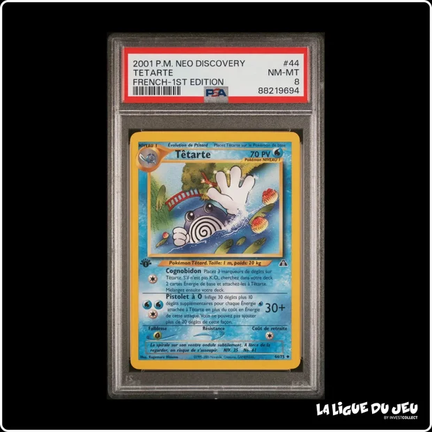 Peu Commune - Pokemon - Neo Discovery - Têtarte - 44/75 - 1er édition - PSA 8 - Français