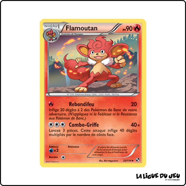 Peu commune - Pokemon - Noir et Blanc de Base - Flamoutan 22/114