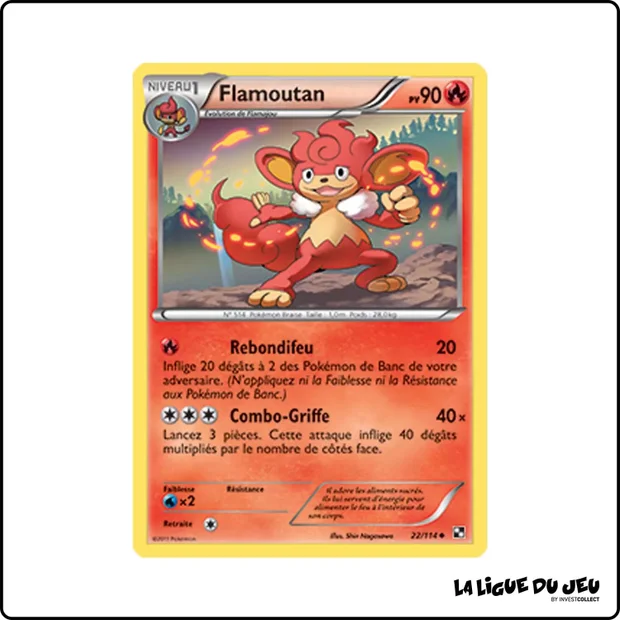 Peu commune - Pokemon - Noir et Blanc de Base - Flamoutan 22/114