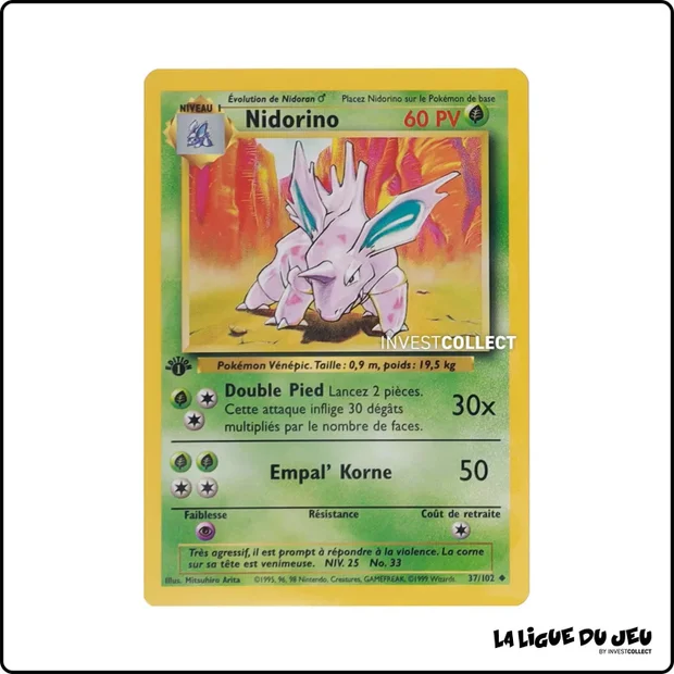 Peu Commune - Pokemon - Set de Base - Nidorino 37/102