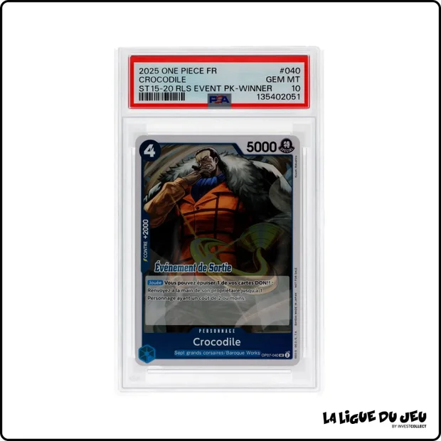 Promo - One Piece - ST15-20 Release Event Winner Pack - Crocodile - OP07-040 - PSA 10 - Français