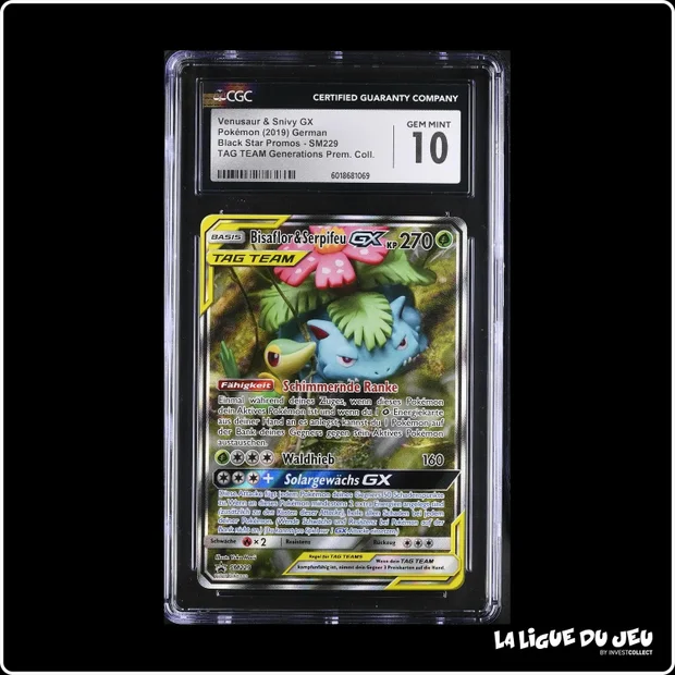 Promo - Pokemon - Soleil et Lune Promo - Bisaflor & Serpifeu GX - SM229 - CGC 10 - Allemand