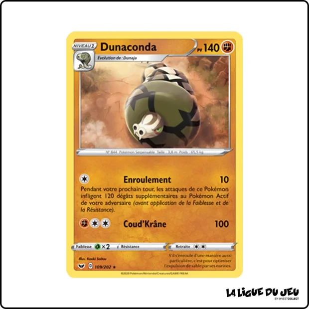 Rare - Pokemon - Épée et Bouclier de Base - Dunaconda 109/202