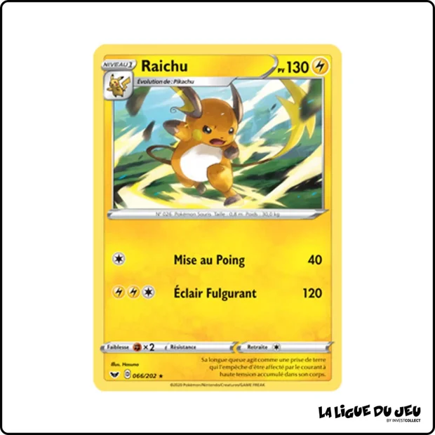 Rare - Pokemon - Épée et Bouclier de Base - Raichu 66/202