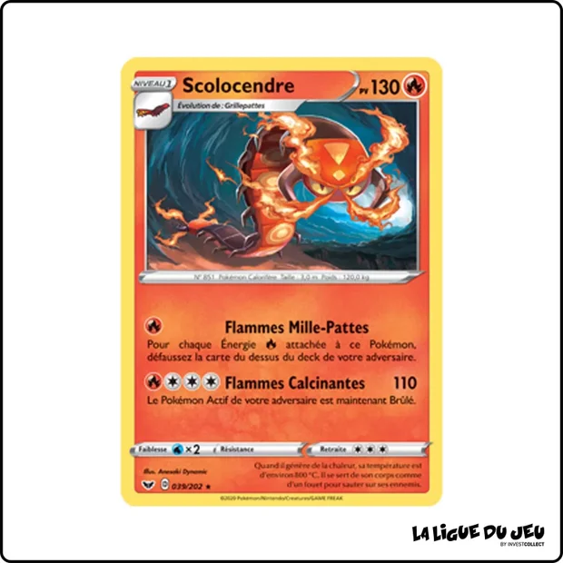 Rare - Pokemon - Épée et Bouclier de Base - Scolocendre 39/202