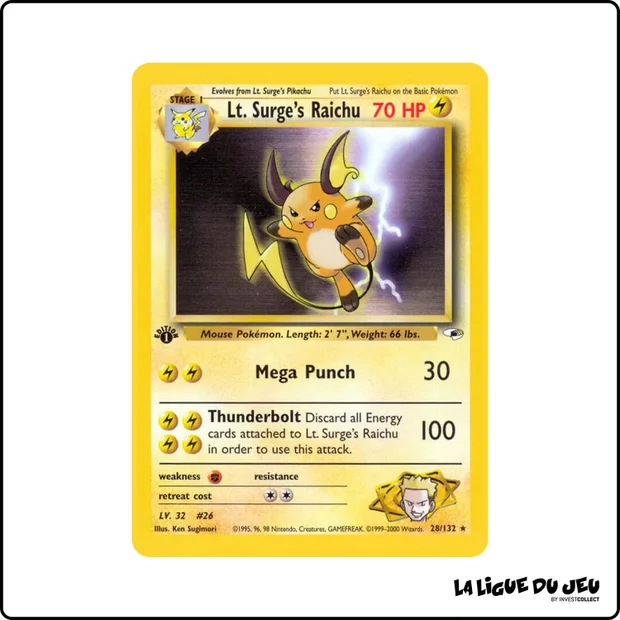 Rare - Pokemon - Gym Heroes - Lt. Surge's Raichu 28/132