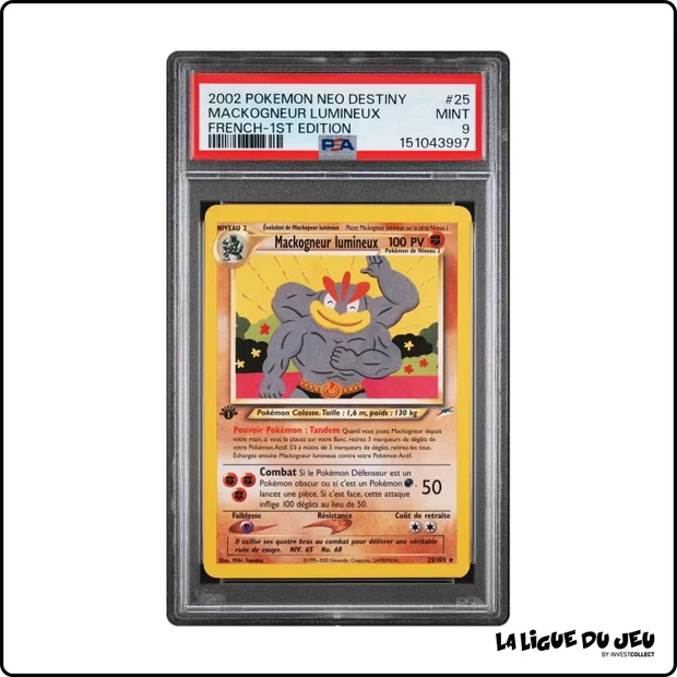 Rare - Pokemon - Neo Destiny - Mackogneur Lumineux - 25/105 - 1er édition - PSA 9 - Français